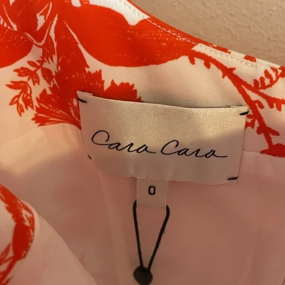 Cara Cara Belinda Dress Women’s Size 0 Mini Tomato Vintage Floral White NWT‎